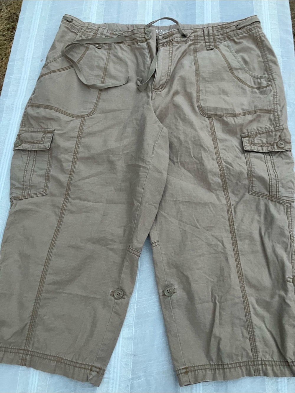 St. John’s Bay 18W cropped convertible, hiking cargo pants.